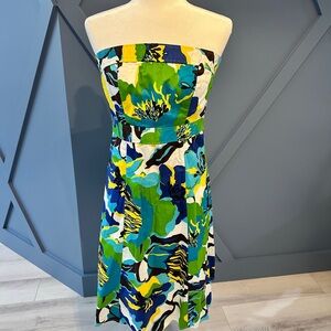 a.n.a Strapless Dress in Blue and Green